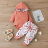 Shattered flowers Baby Girls Long Sleeve Hooded Romper and Pants baby clothing suppliers - PrettyKid