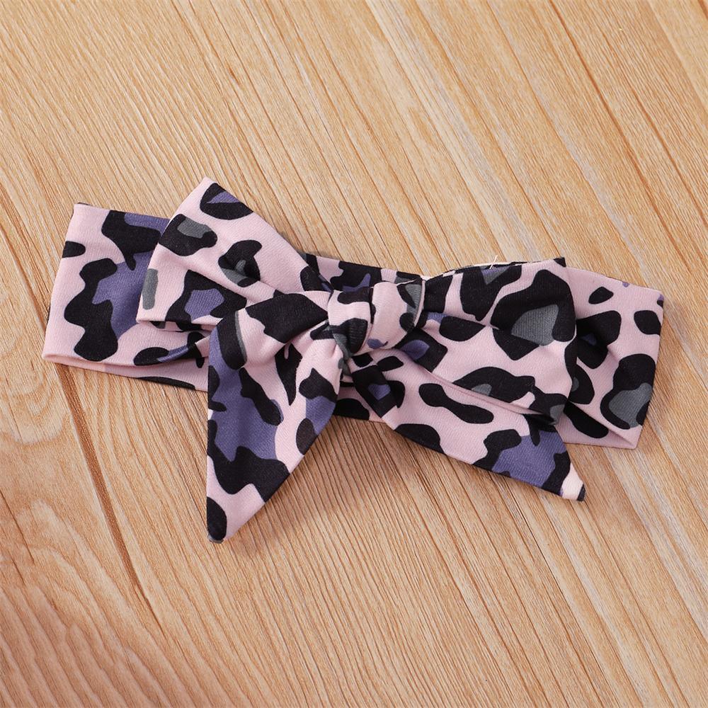Baby Girls Long Sleeve Hooded Leopard Letter Printed Top & Pants & Headband baby Three Piece Set - PrettyKid