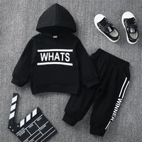 Unisex Long Sleeve Hooded Letter Print Stylish Tracksuit Kids Wholesale Clothing - PrettyKid