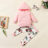 Baby Girls Long Sleeve Hooded Solid Top & Floral Pants Baby Clothes Wholesale Supplier - PrettyKid
