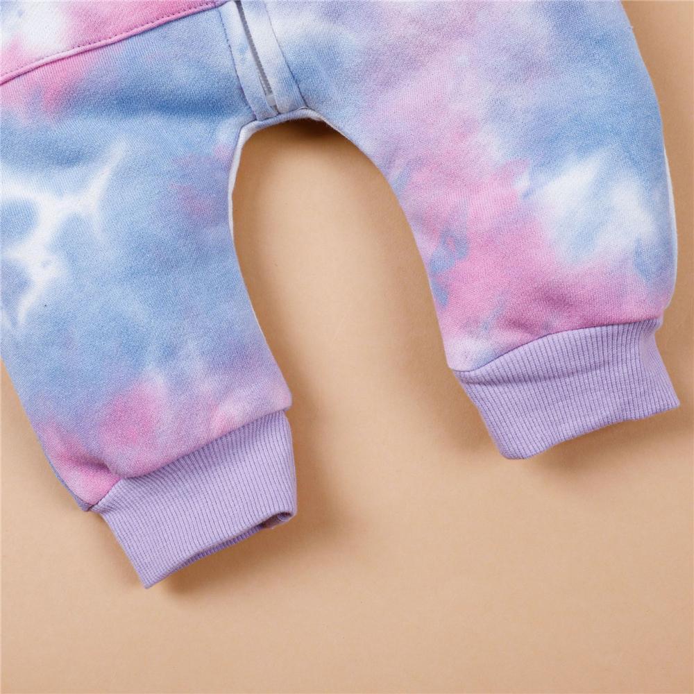 Baby Unisex Long Sleeve Hooded Tie Dye Cute Romper Baby Wholesale - PrettyKid