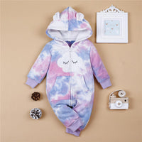 Baby Unisex Long Sleeve Hooded Tie Dye Cute Romper Baby Wholesale - PrettyKid