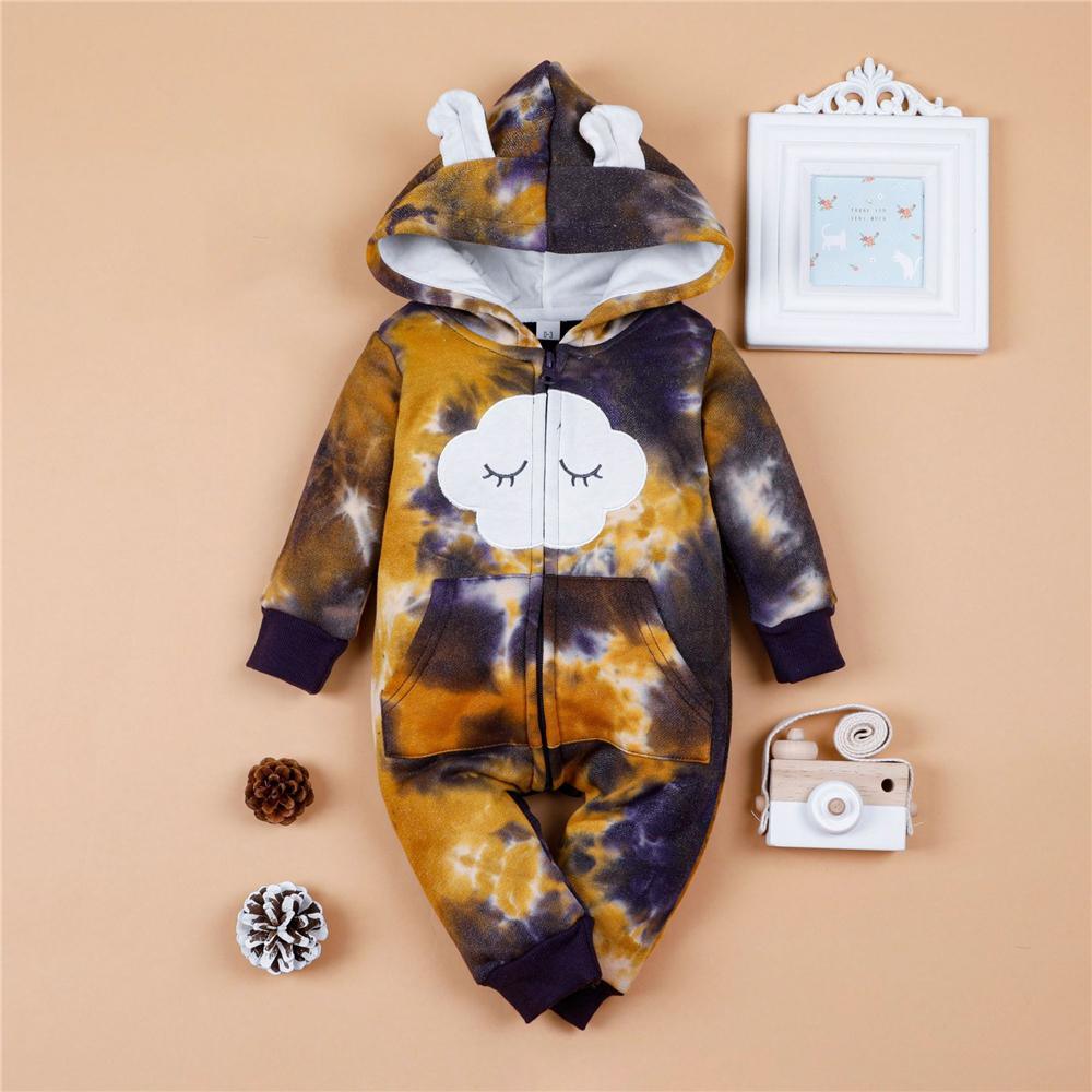 Baby Unisex Long Sleeve Hooded Tie Dye Cute Romper Baby Wholesale - PrettyKid