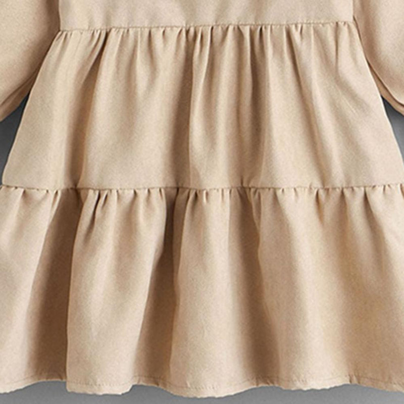 Baby Girls Long Sleeve Lace Collar Casual Dress Cheap Baby Clothes Online Wholesale - PrettyKid
