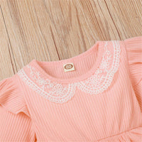 Baby Girls Long Sleeve Lace Collar Dress Cheap Baby Clothes In Bulk - PrettyKid