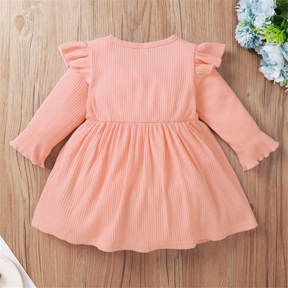 Baby Girls Long Sleeve Lace Collar Dress Cheap Baby Clothes In Bulk - PrettyKid