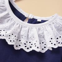 Baby Girls Long Sleeve Lace Collar Pleated Dress Wholesale Baby Clothes - PrettyKid