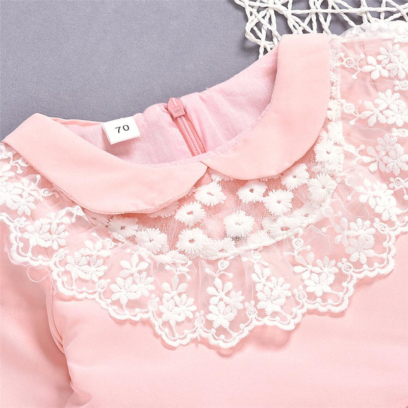 Baby Girls Long Sleeve Lace Splicing Dress Baby Boutique Wholesale - PrettyKid