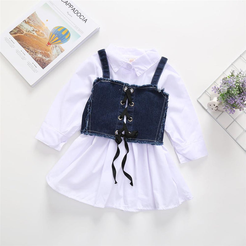 Toddler Girls Long Sleeve Lapel Blouse & Vest Girls Clothing Wholesale - PrettyKid