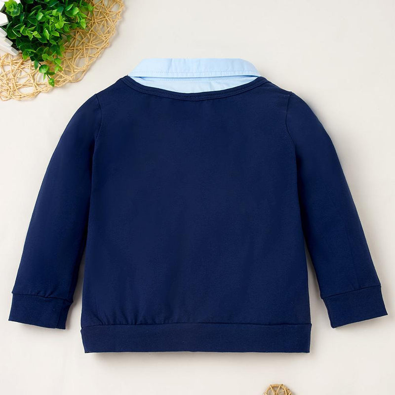 Boys Long Sleeve Lapel Splicing T-shirts Boy Clothing Wholesale - PrettyKid