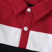 Boys Long Sleeve Lapel Striped Color Block T-shirt Kids Apparel Wholesalers - PrettyKid