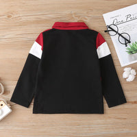Boys Long Sleeve Lapel Striped Color Block T-shirt Kids Apparel Wholesalers - PrettyKid