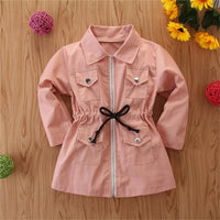 Gilrs Long Sleeve Lapel Zipper Coats Wholesale Kids Clothing Suppliers - PrettyKid