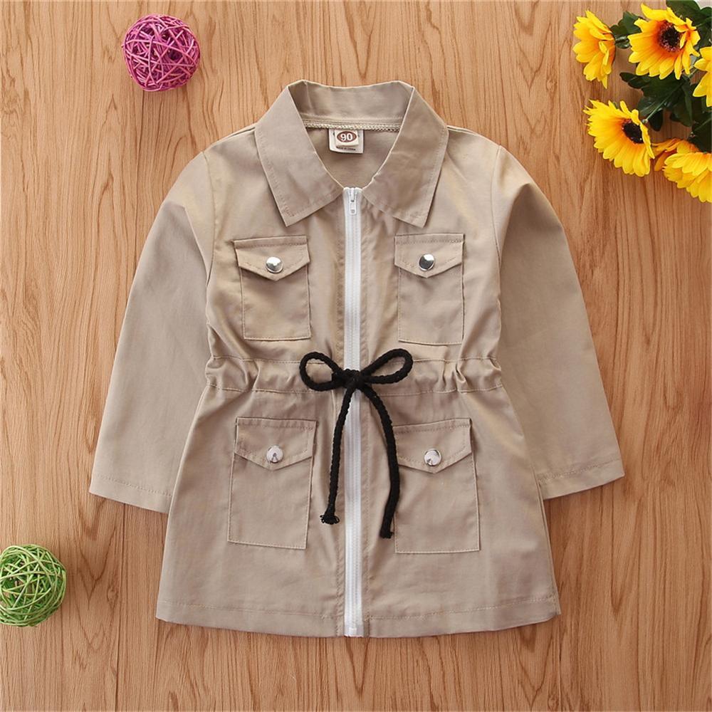 Gilrs Long Sleeve Lapel Zipper Coats Wholesale Kids Clothing Suppliers - PrettyKid