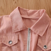 Gilrs Long Sleeve Lapel Zipper Coats Wholesale Kids Clothing Suppliers - PrettyKid