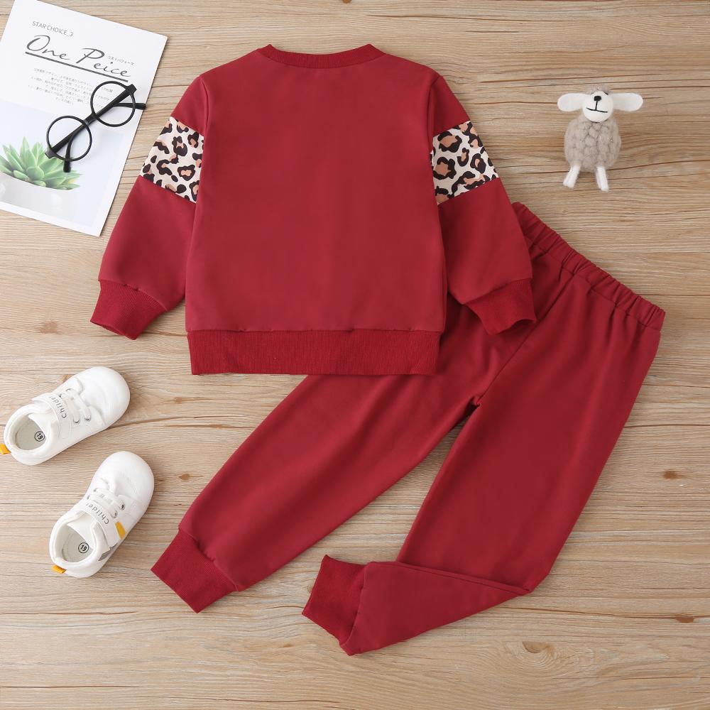 Unisex Long Sleeve Leopard Casual Top & Pants Children Clothes Wholesale - PrettyKid