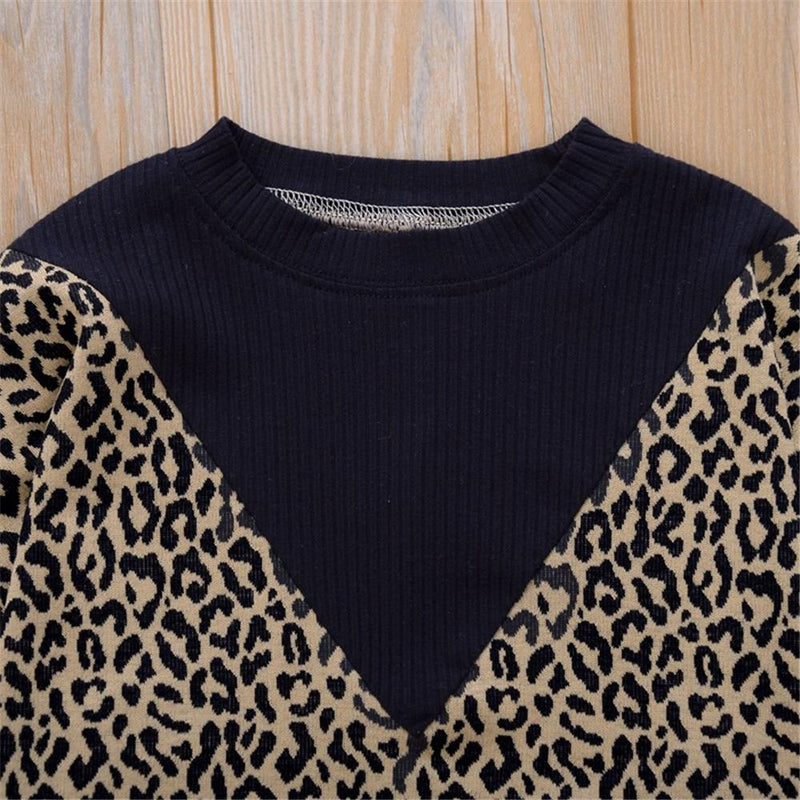 Girls Long Sleeve Leopard Printed T-Shirts Wholesale Girl Clothing - PrettyKid