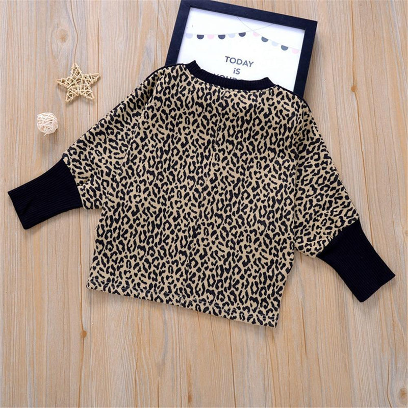 Girls Long Sleeve Leopard Printed T-Shirts Wholesale Girl Clothing - PrettyKid