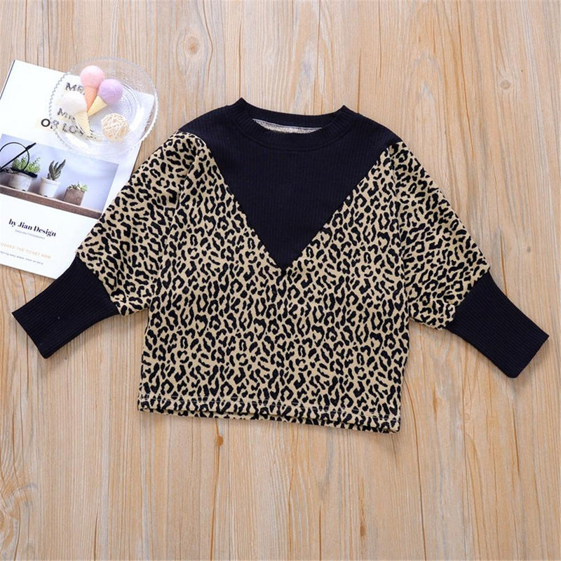 Girls Long Sleeve Leopard Printed T-Shirts Wholesale Girl Clothing - PrettyKid