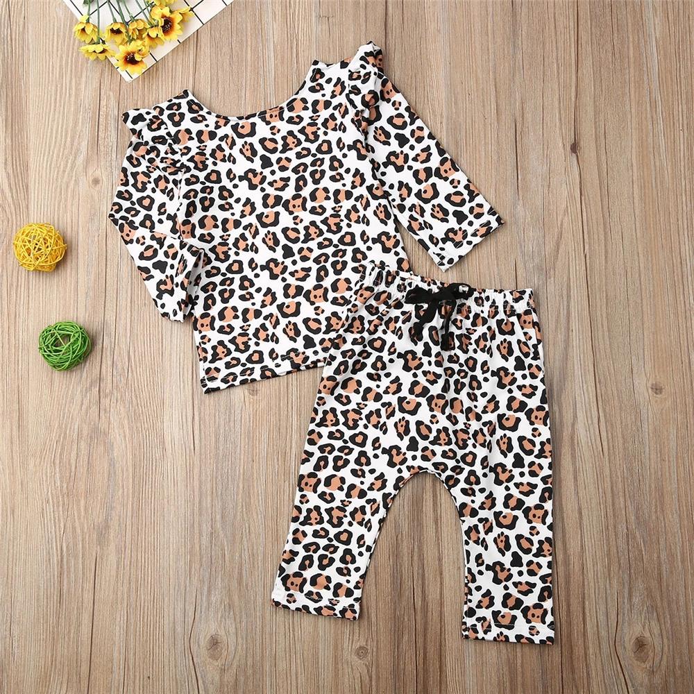 Baby Girl Long Sleeve Leopard Printed Top & Pants Baby Wholesale Clothing - PrettyKid