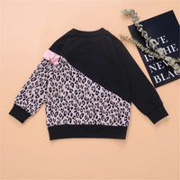 Toddler Girls Long Sleeve Leopard Splicing T-shirt Girl Wholesale - PrettyKid