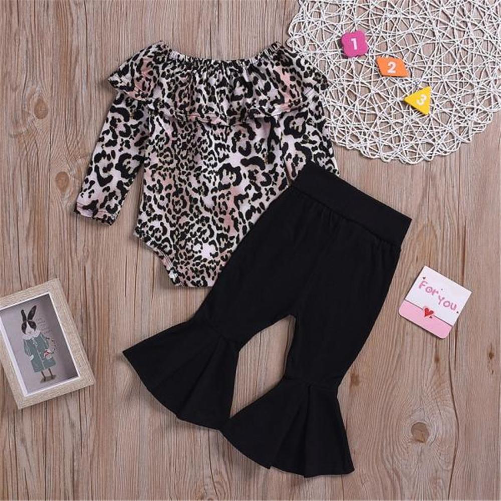 Baby Girls Long Sleeve Leopard Top & Flare Trousers - PrettyKid