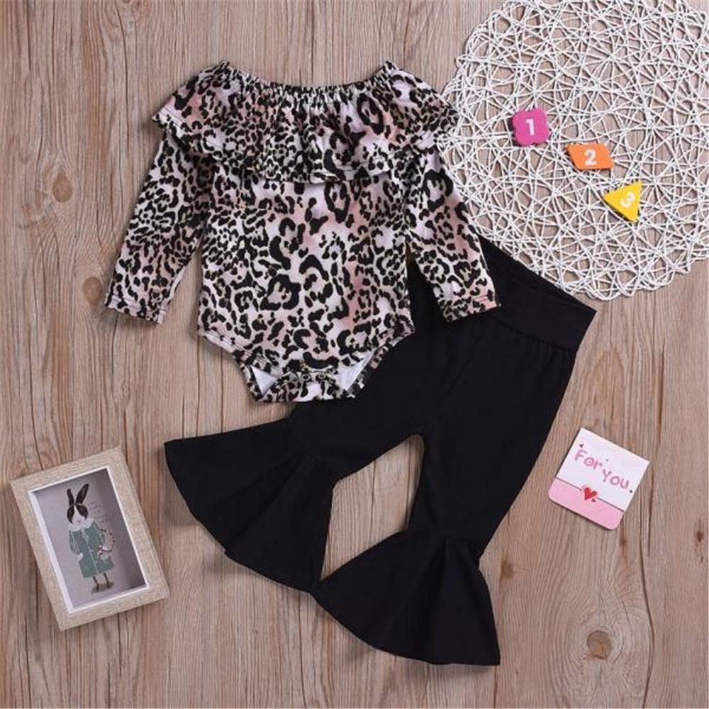 Baby Girls Long Sleeve Leopard Top & Flare Trousers - PrettyKid