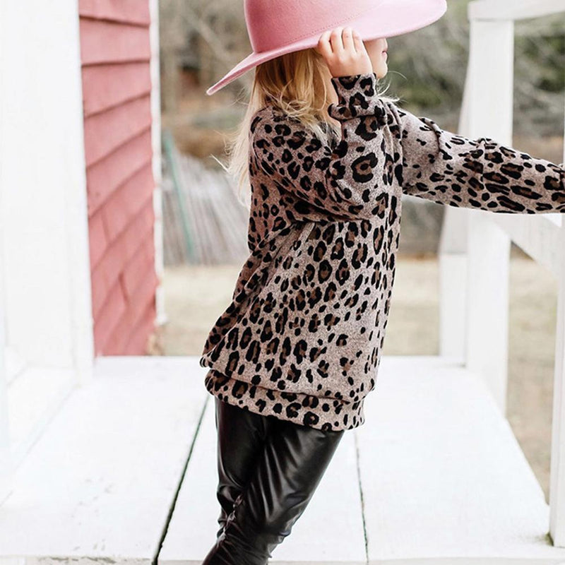Toddler Girls Long Sleeve Leopard Top & PU Trousers Girl Wholesale - PrettyKid