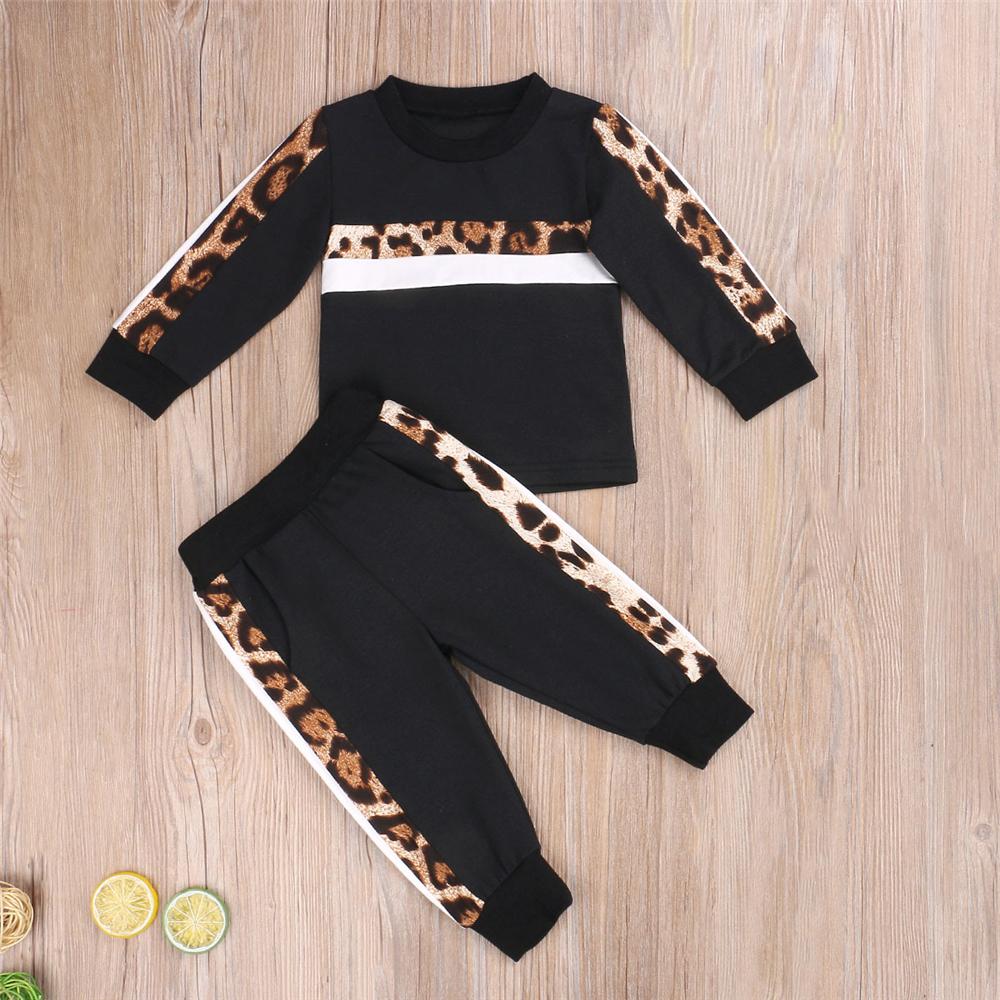 Toddler Girls Long Sleeve Leopard Top & Pants Girls Wholesale Clothing - PrettyKid