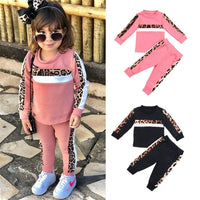 Toddler Girls Long Sleeve Leopard Top & Pants Girls Wholesale Clothing - PrettyKid