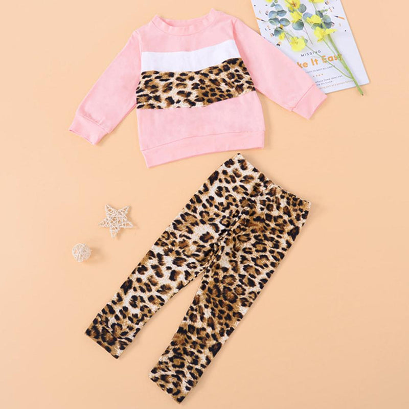 Girls Long Sleeve Leopard Top & Trousers Kids Wholesale Clothing - PrettyKid