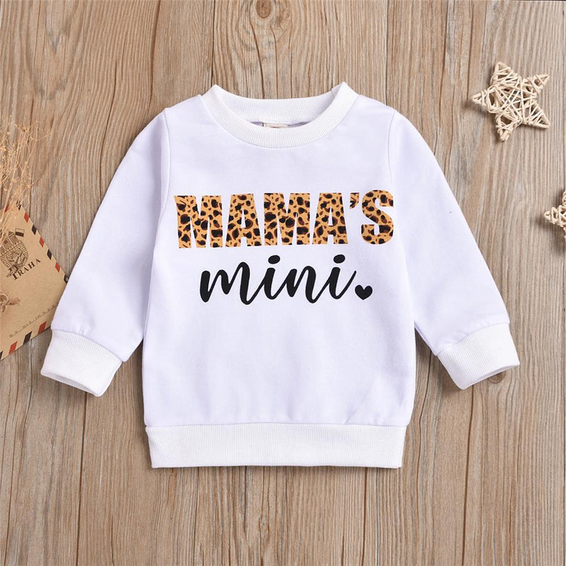 Baby Girls Long Sleeve Letter Leopard Top Cheap Baby Boutique Clothes - PrettyKid