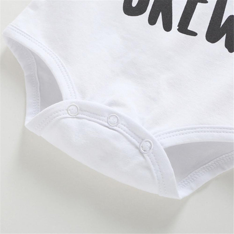 Baby Long Sleeve Letter Print Casual Romper & Pants & Hat - PrettyKid