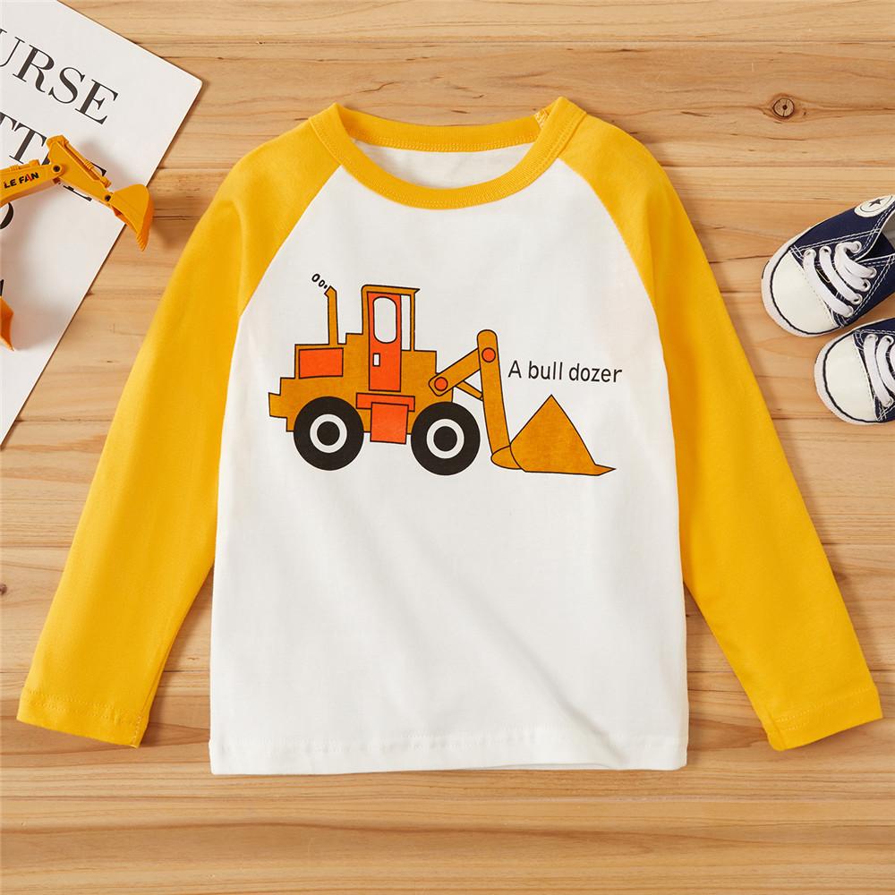 Boys Long Sleeve Letter Printed Car T Shirts - PrettyKid