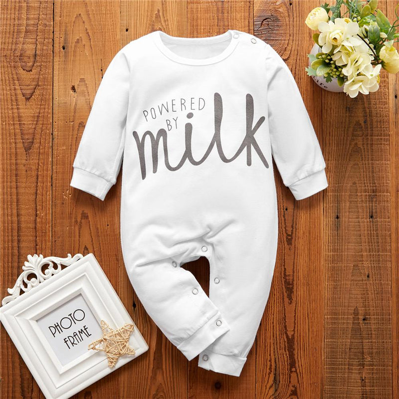 Baby Long Sleeve Letter Printed Casual Romper - PrettyKid