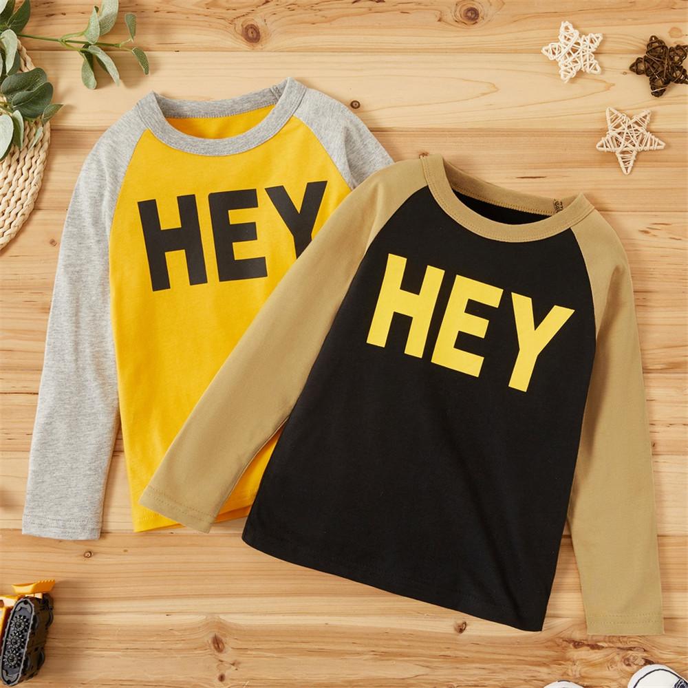 Boys Long Sleeve Letter Printed Casual Tops - PrettyKid