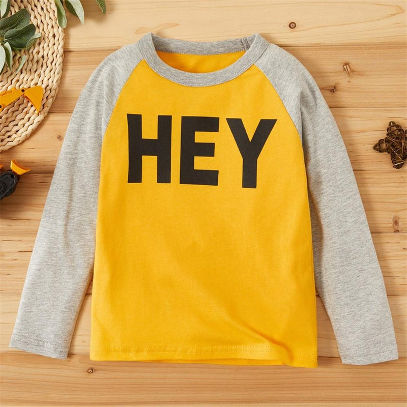 Boys Long Sleeve Letter Printed Casual Tops - PrettyKid