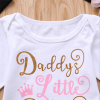 Daddys Litte Princess Baby Girls Long Sleeve Letter Printed Romper & Floral Pants & Hat & Headband cheap baby clothes - PrettyKid