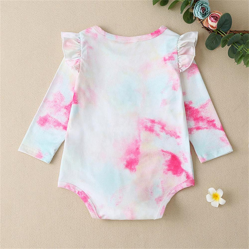 Daddy & Mommy Baby Girls Long Sleeve Letter Printed Tie Dye Romper baby clothes vendor - PrettyKid