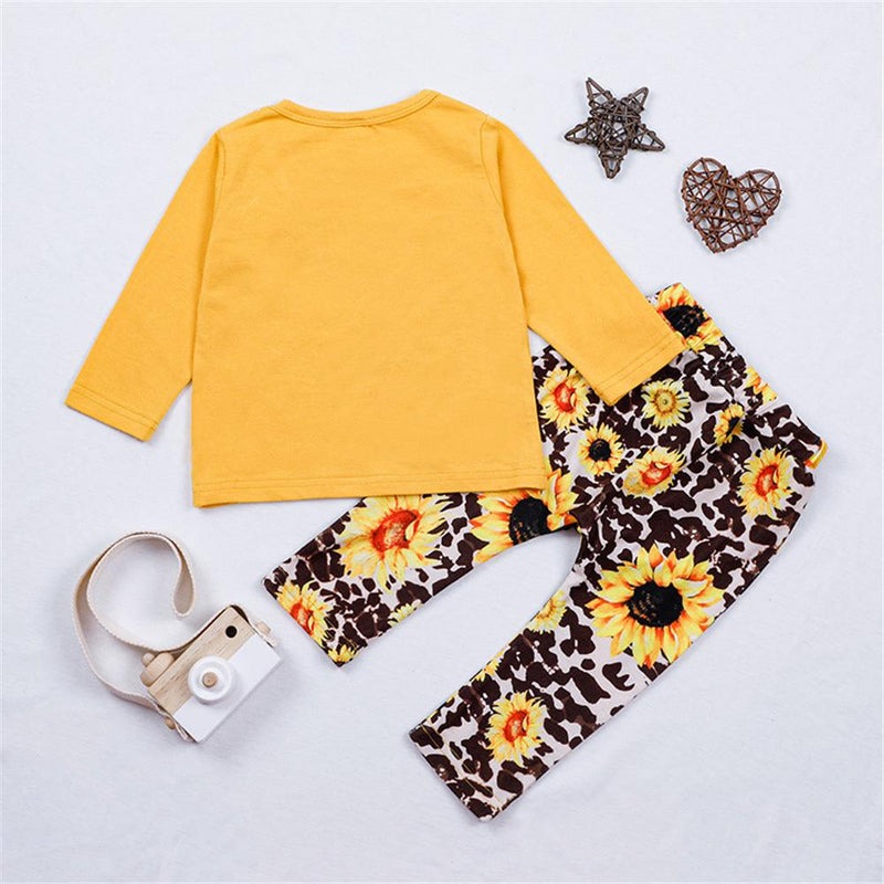 Toddler Girls Long Sleeve Letter Printed Top & Floral Pants Girl Wholesale - PrettyKid