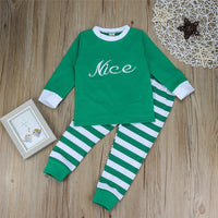 Baby Unisex Long Sleeve Letter T-shirt & Striped Pants Baby Clothes Vendors - PrettyKid