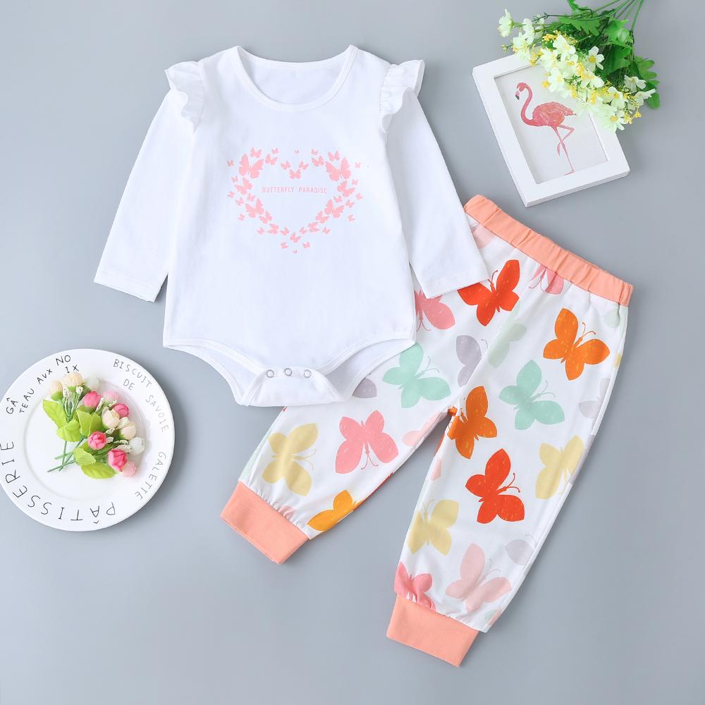 Baby Girls Long Sleeve Letter Tops & Animal Printed Pants - PrettyKid