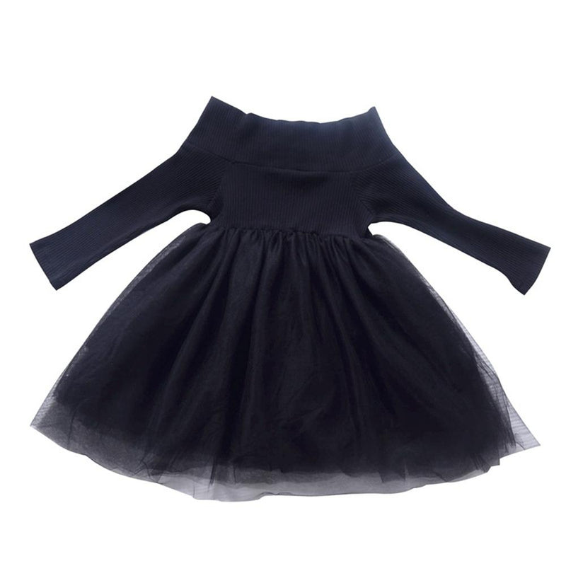 Girls Long Sleeve Mesh Solid Princess Dress Wholesale Childrens Clothing - PrettyKid