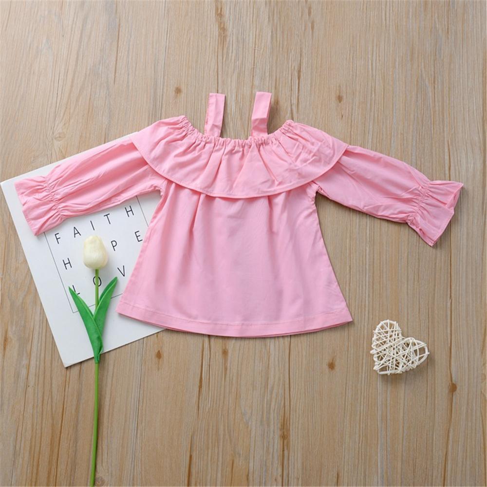 Baby Girls Long Sleeve Off Shoulder Solid Top Wholesale Baby Clothes Bulk - PrettyKid