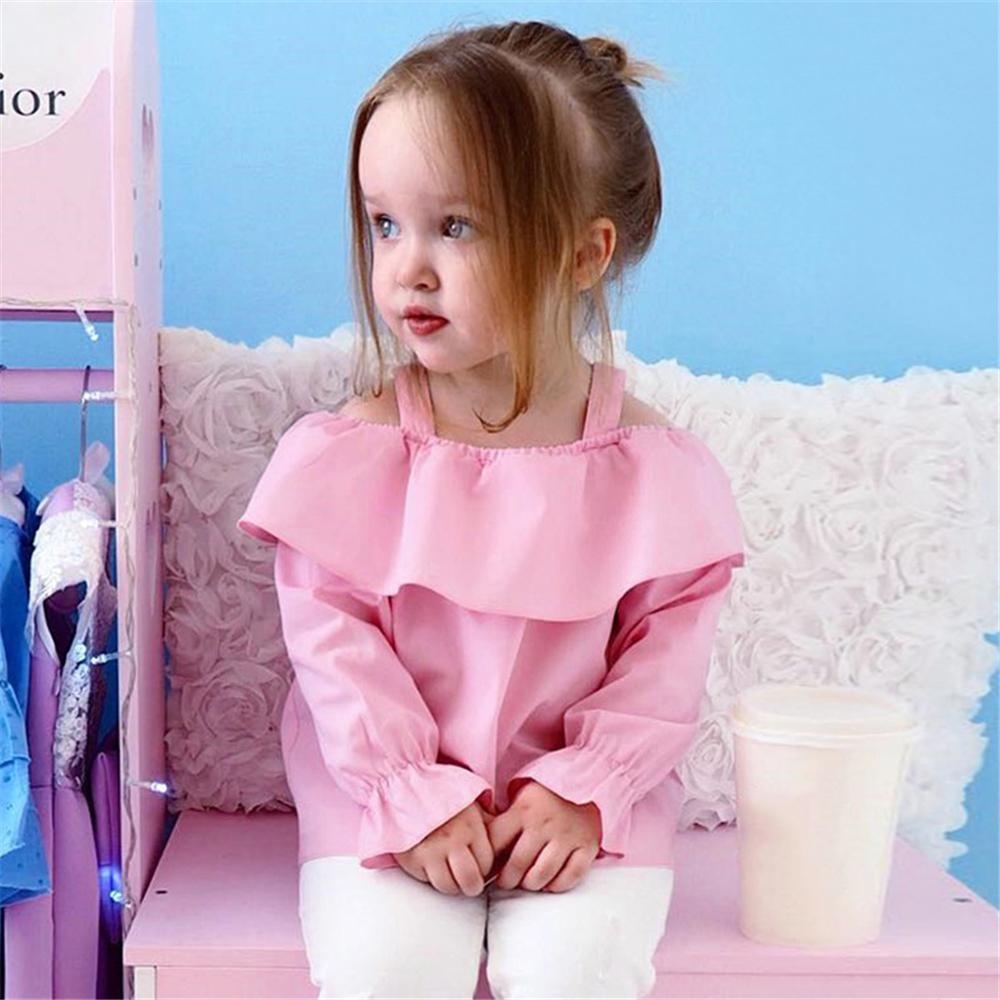Baby Girls Long Sleeve Off Shoulder Solid Top Wholesale Baby Clothes Bulk - PrettyKid