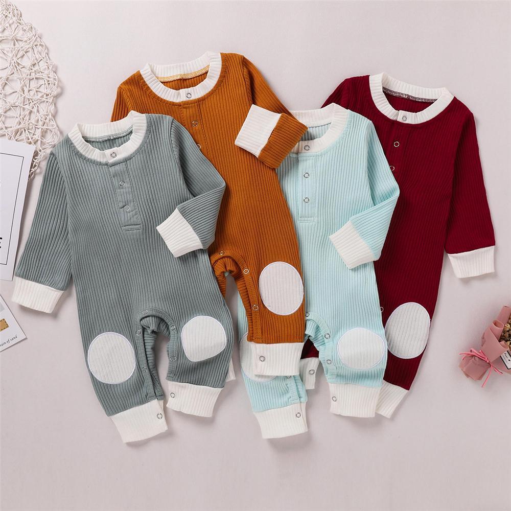 Baby Unisex Long Sleeve Patch Romper Cheap Baby Clothes Wholesalers - PrettyKid