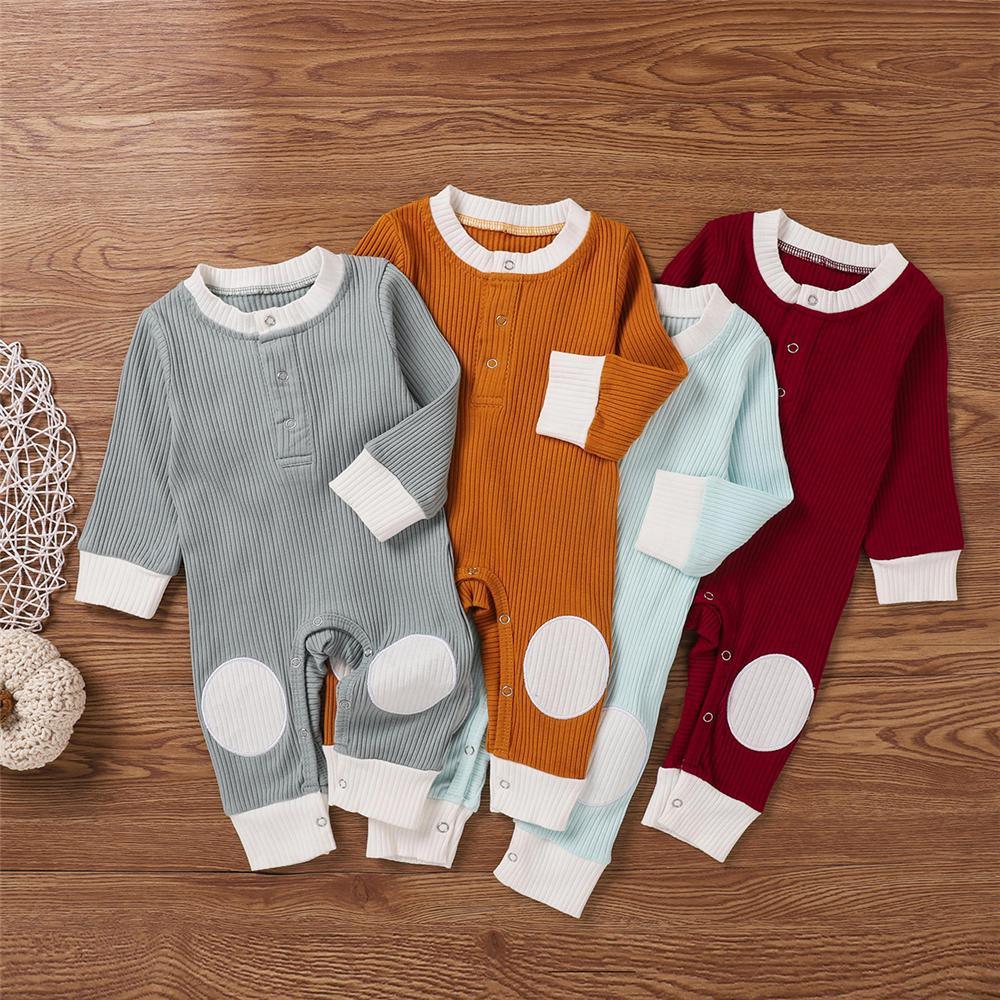 Baby Unisex Long Sleeve Patch Romper Cheap Baby Clothes Wholesalers - PrettyKid