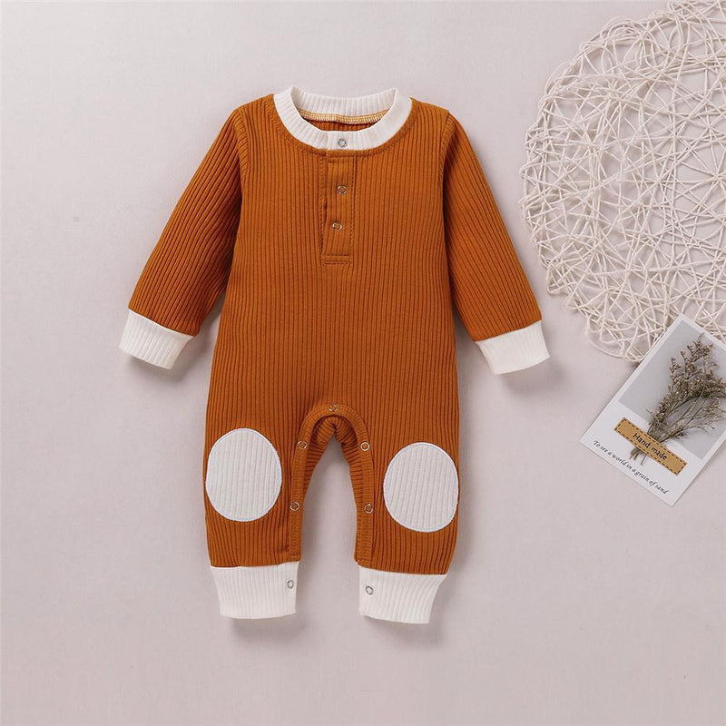 Baby Unisex Long Sleeve Patch Romper Cheap Baby Clothes Wholesalers - PrettyKid
