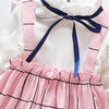 Baby Girls Long Sleeve Plaid Bow Decor Sweet Dress - PrettyKid