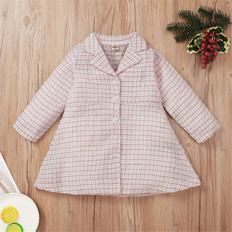 Girls Long Sleeve Plaid Button Cardigan Dress Girls Clothing Wholesalers - PrettyKid